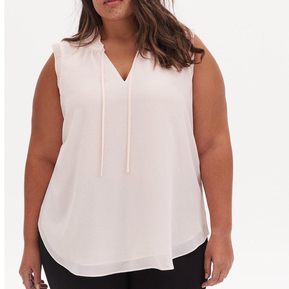 Torrid Womens Ruffle Neck Flowy Top Size 0X Tie Neck Cottagecore Wedding Guest